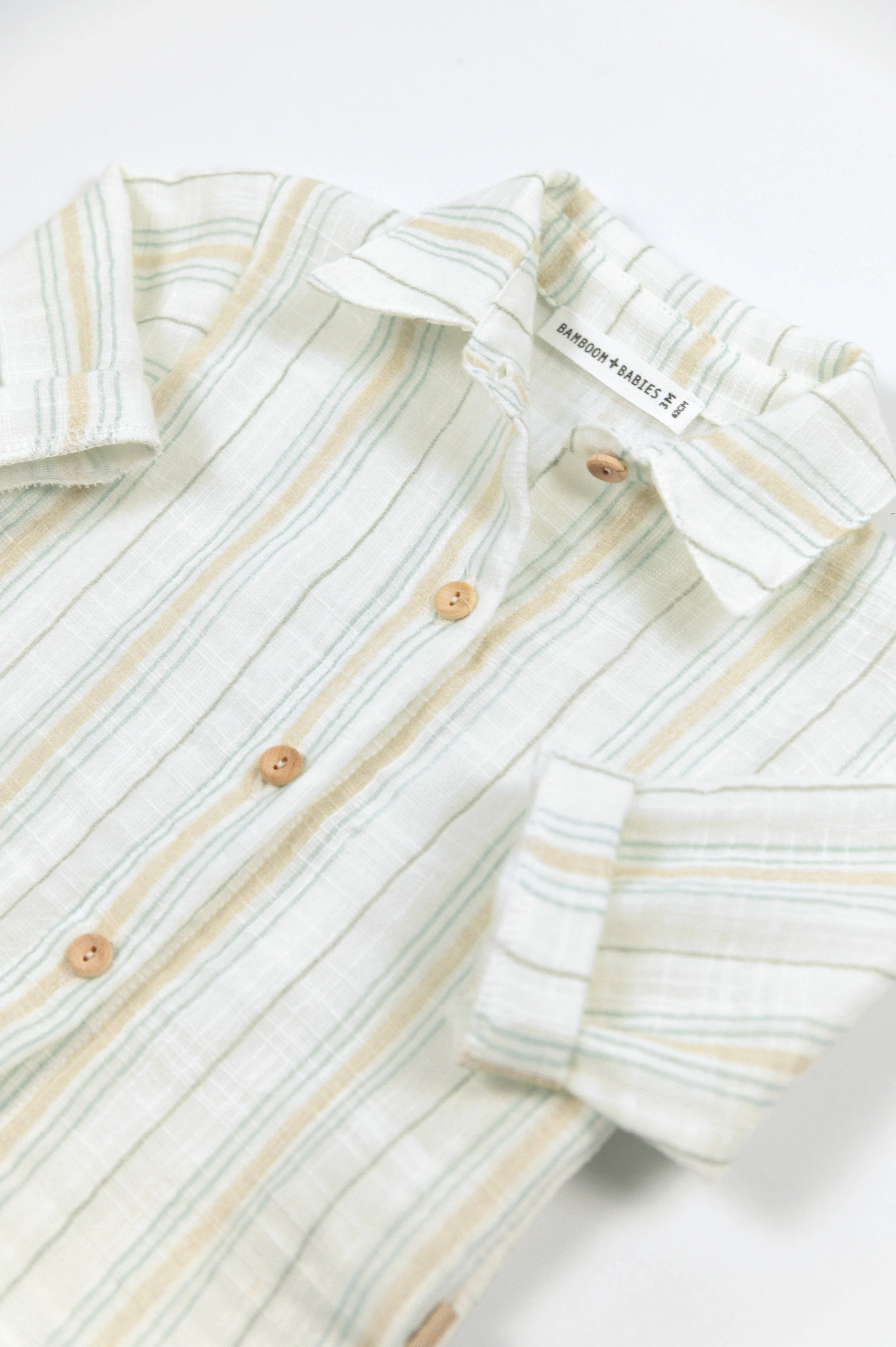 CAMICIA neonato maniche lunghe e bottoni a righe bianco- blu BAMBOOM 1129TE STRIPE WHITE BLU BAMBOOM 