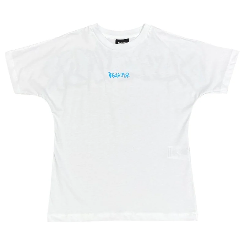 Disclaimer kids t-shirt bianca logo azzurro 58407 58407 BIANCO-AZZURRO DISCLAIMER 