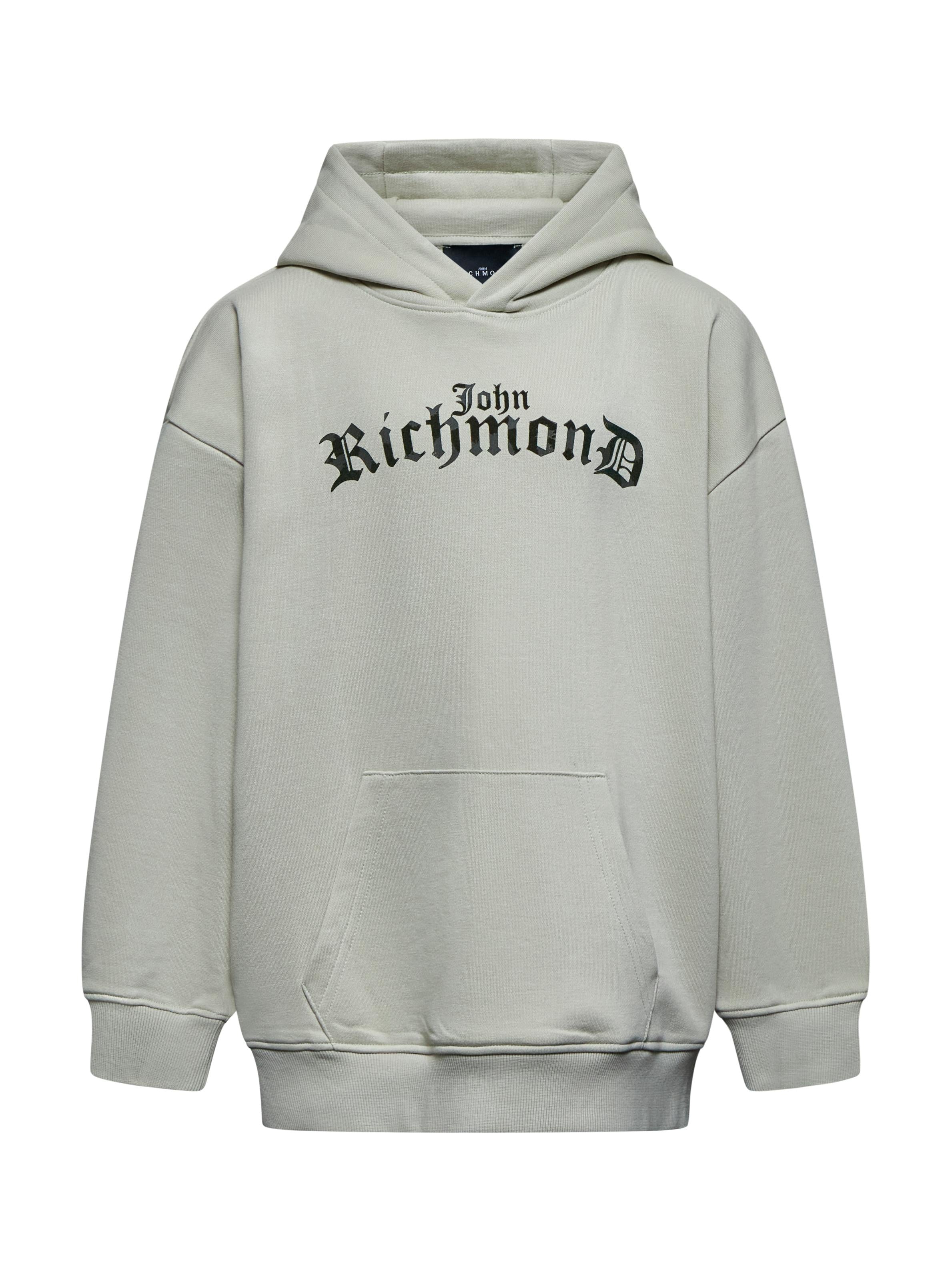 FELPA BAMBINO ILLIZY CON CAPPUCCIO LOGO CENTRALE GREY AGATE RICHMOND RBA25085FE GREY AGATE JOHN RICHMOND JUNIOR 