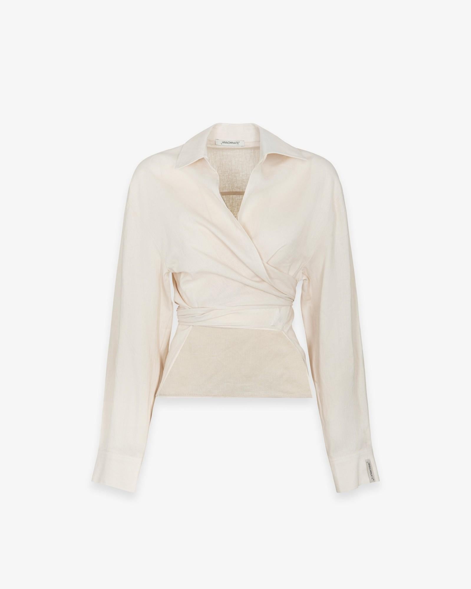 CAMICIA DONNA CORTA IN LINO CON NODO SUL DAVANTI beige HINNOMINATE HMABW02633 BEIGE HINNOMINATE 