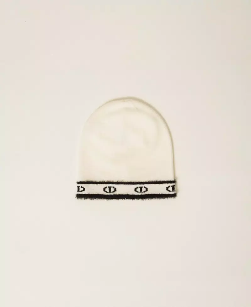 CAPPELLO BAMBINA CUFFIA CON BANDA LOGO OVAL BIANCO TWNSET 252GJ501H WHITE\BLACK TWINSET KIDS 