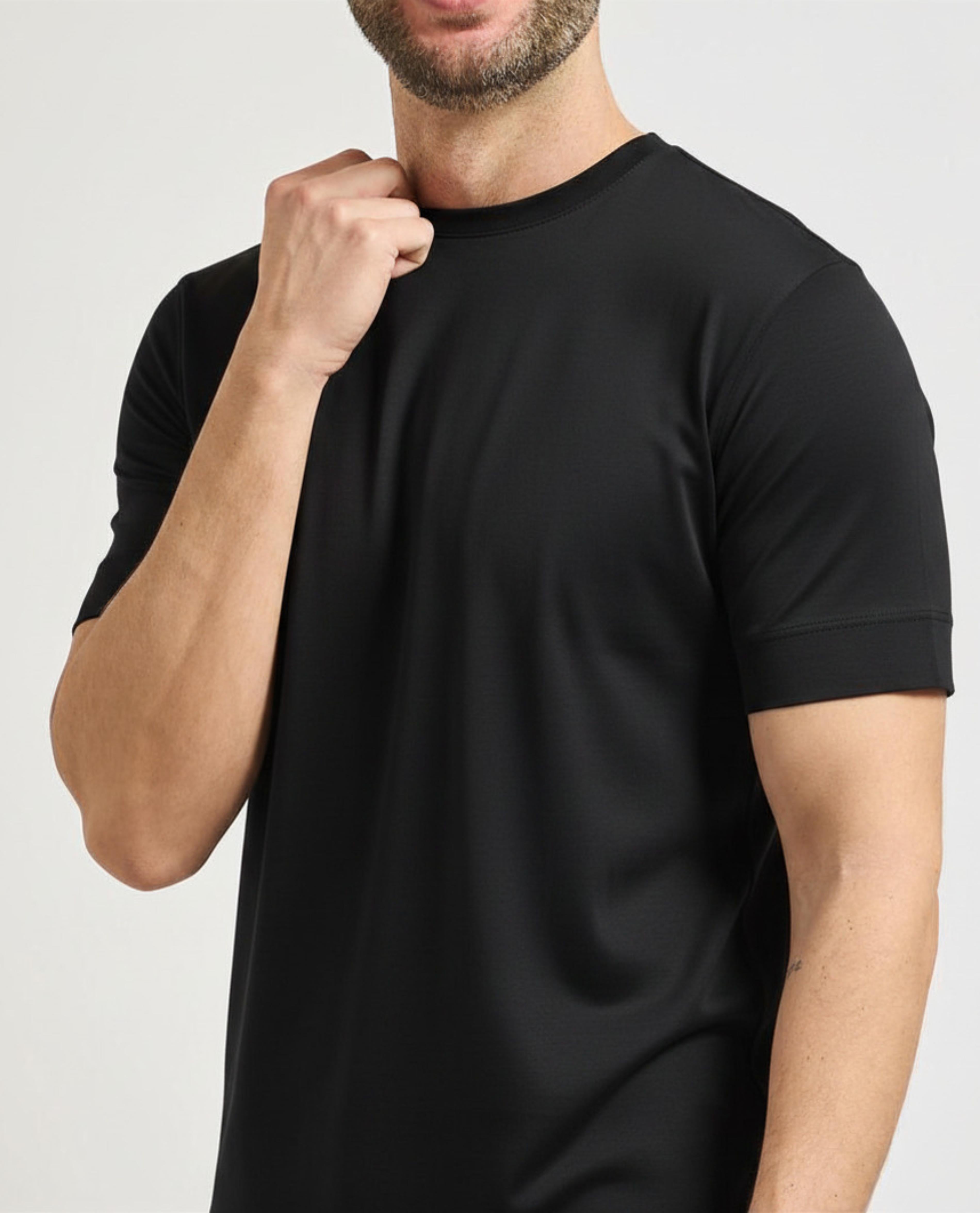 T-SHIRT UOMO MEZZA MANICA FILO DI SCOZIA NERO GAZZARRINI TE210G NERO GAZZARINI 