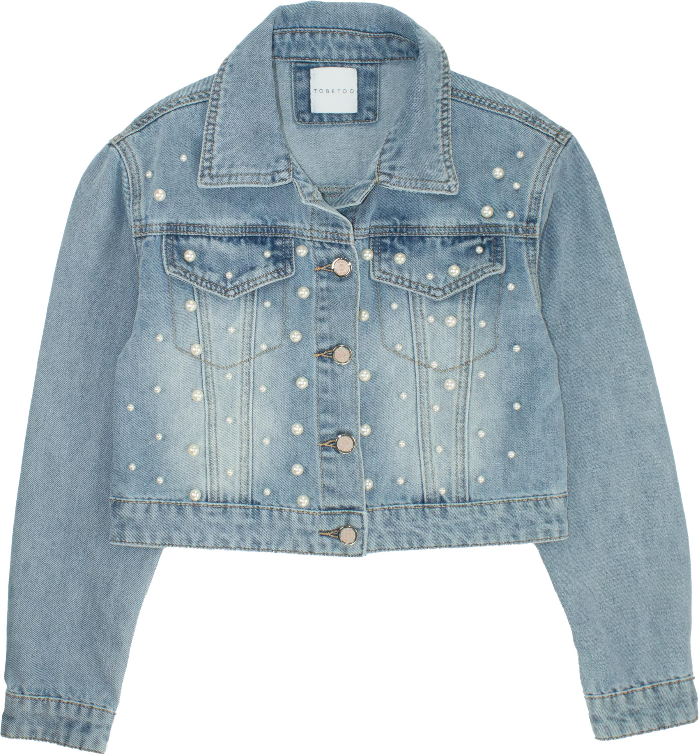 giubbino bambina in jeans con perle applicate to be too T1447C JEANS TO BE TOO 