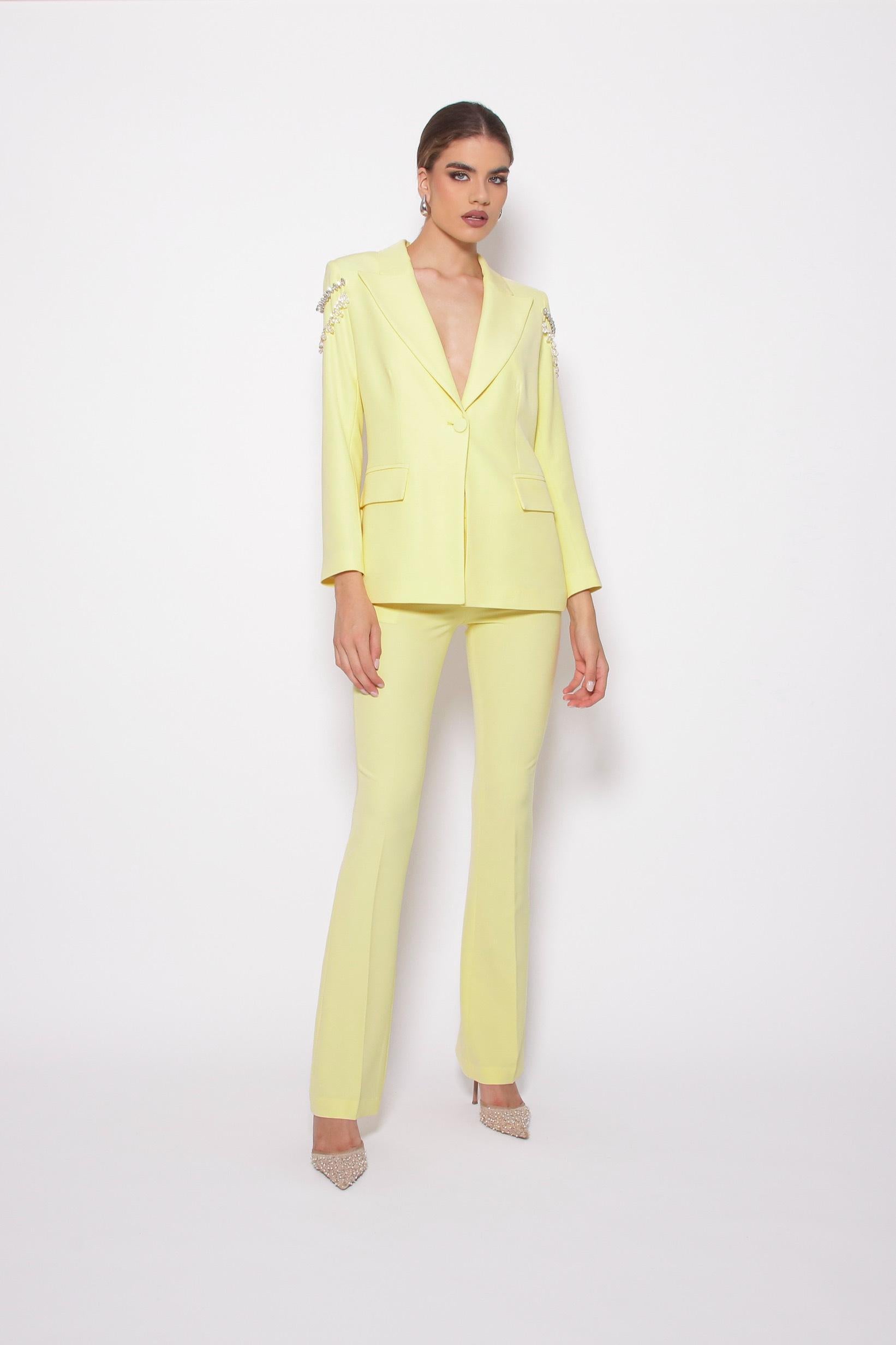 GIACCA DONNA MONOPETTO CON APPLICAZIONE SULLE MANICHE D!GITAL 26067G GIALLO D!GITAL 