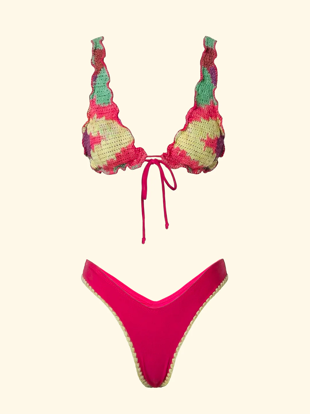 bikini donna triangolo alto con slip americano fisso fantasia f**k FK26-SW0291X13 UNICO F**K 