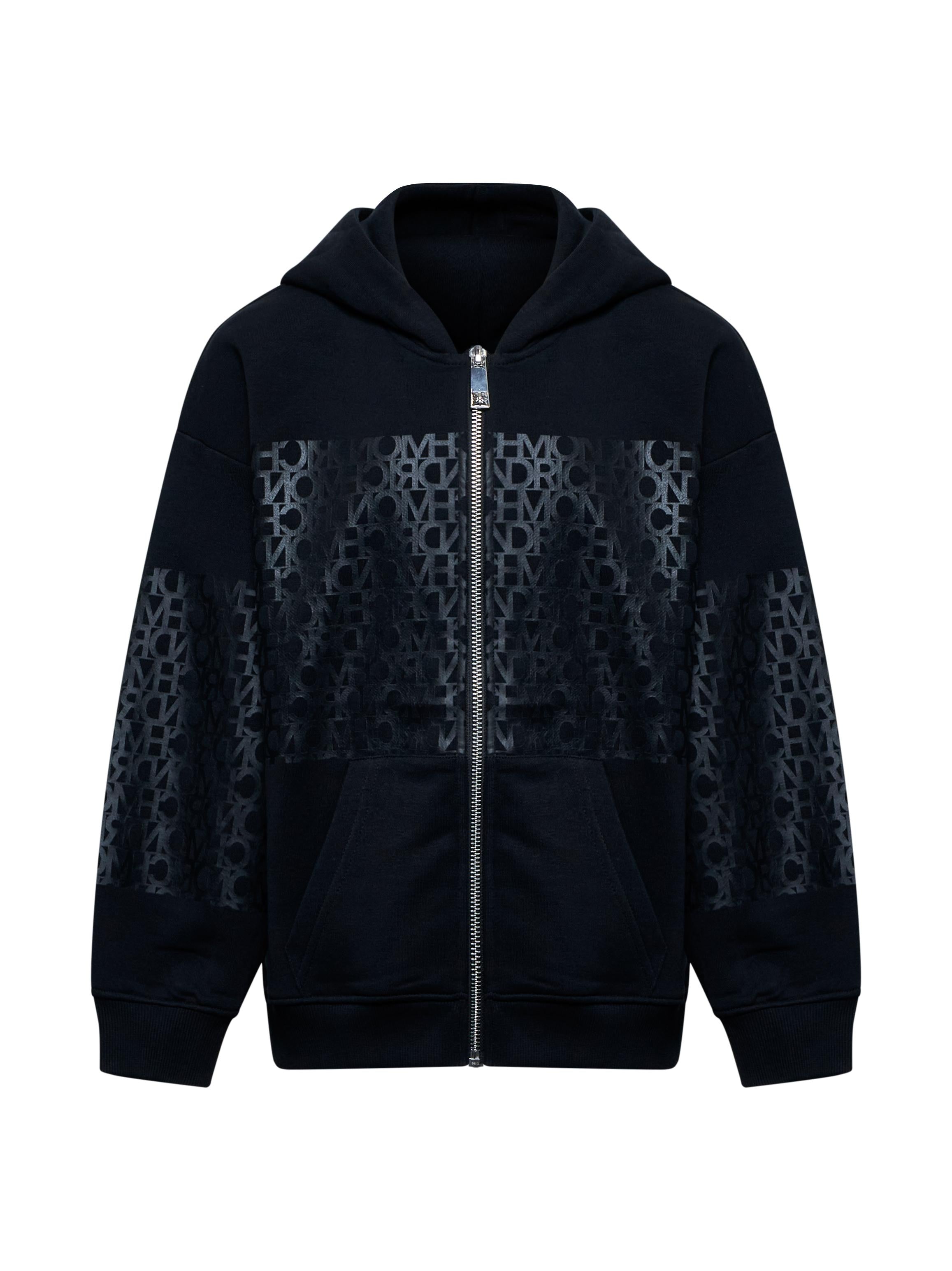 FELPA ZIP BAMBINO BAHIRI CON CAPPUCCIO E BANDA LOGATA CENTRALE RICHMOND RBA25034FE BLACK JOHN RICHMOND JUNIOR 