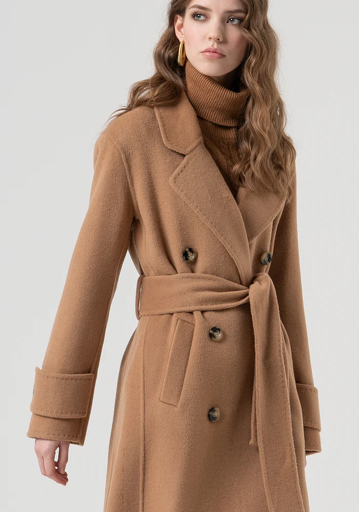 cappotto donna lungo con cintura cammello fracomina FR25WC1001W80201 CAMEL FRACOMINA 
