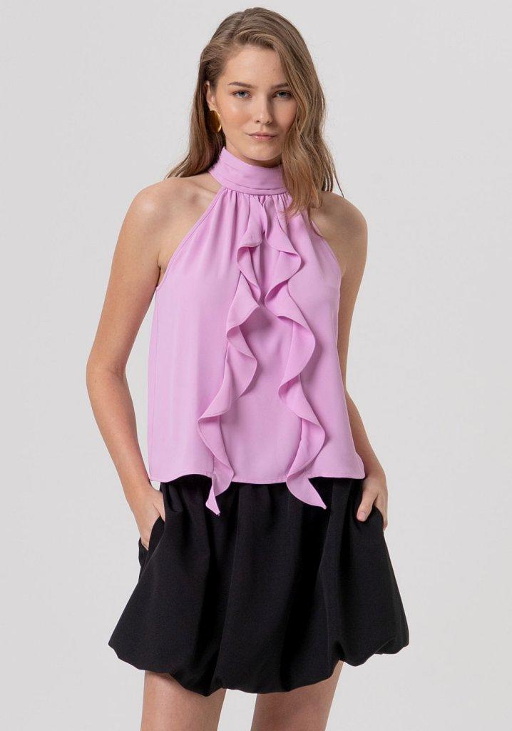 Top donna senza maniche con gale sul centro davanti rosa fracomina FR26ST2026W46001 PINK FRACOMINA 