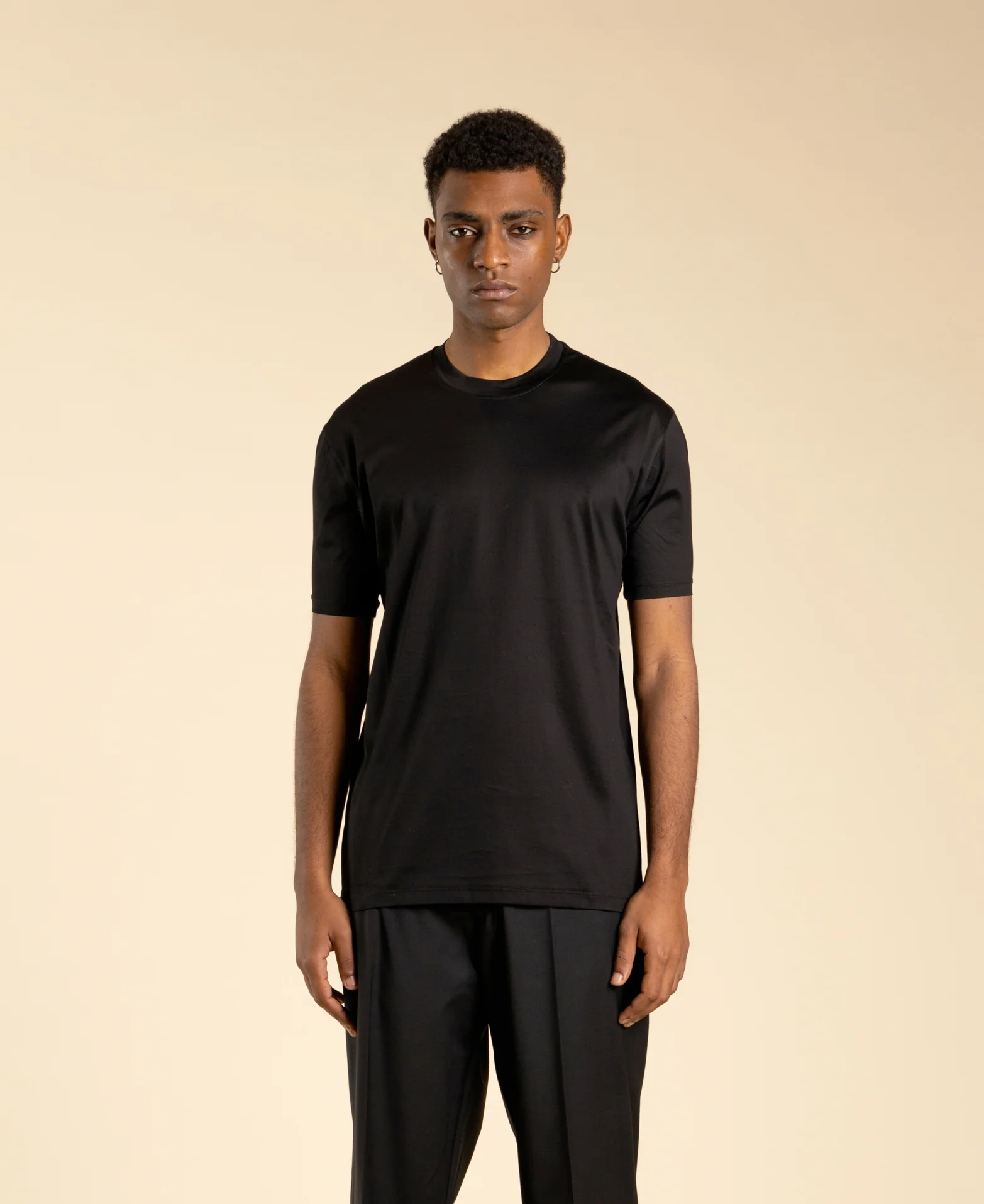 T-shirt regular fit in cotone filo di scozia TS3327 NERO I'M BRIAN 
