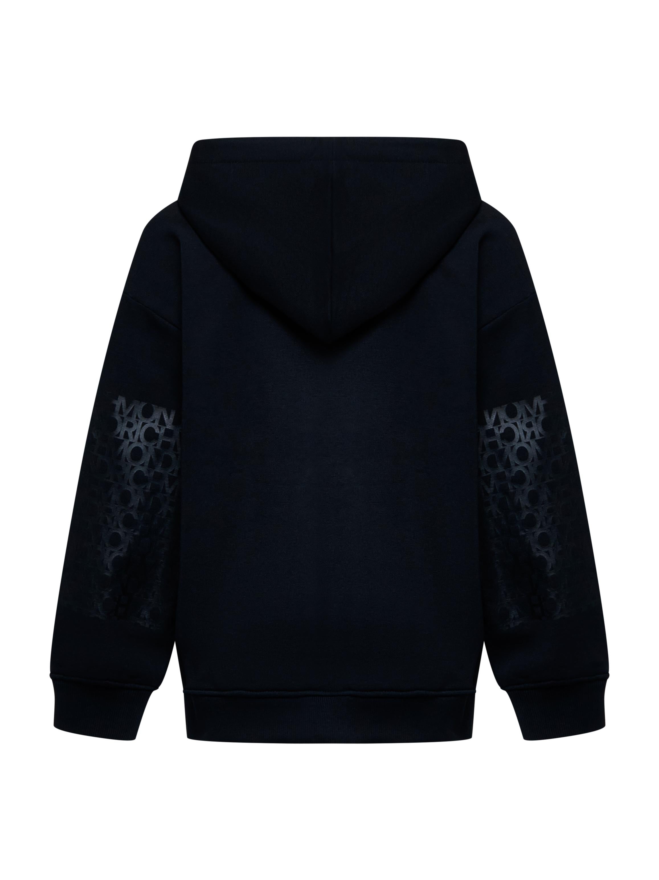 FELPA ZIP BAMBINO BAHIRI CON CAPPUCCIO E BANDA LOGATA CENTRALE RICHMOND RBA25034FE BLACK JOHN RICHMOND JUNIOR 