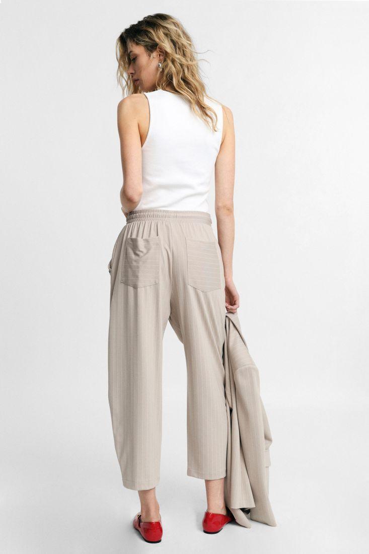 PANTALONE DONNA CON ELASTICO IN VITA A RIGHE GESSO PLEASE P3K1DZQ000 GESSO PLEASE 