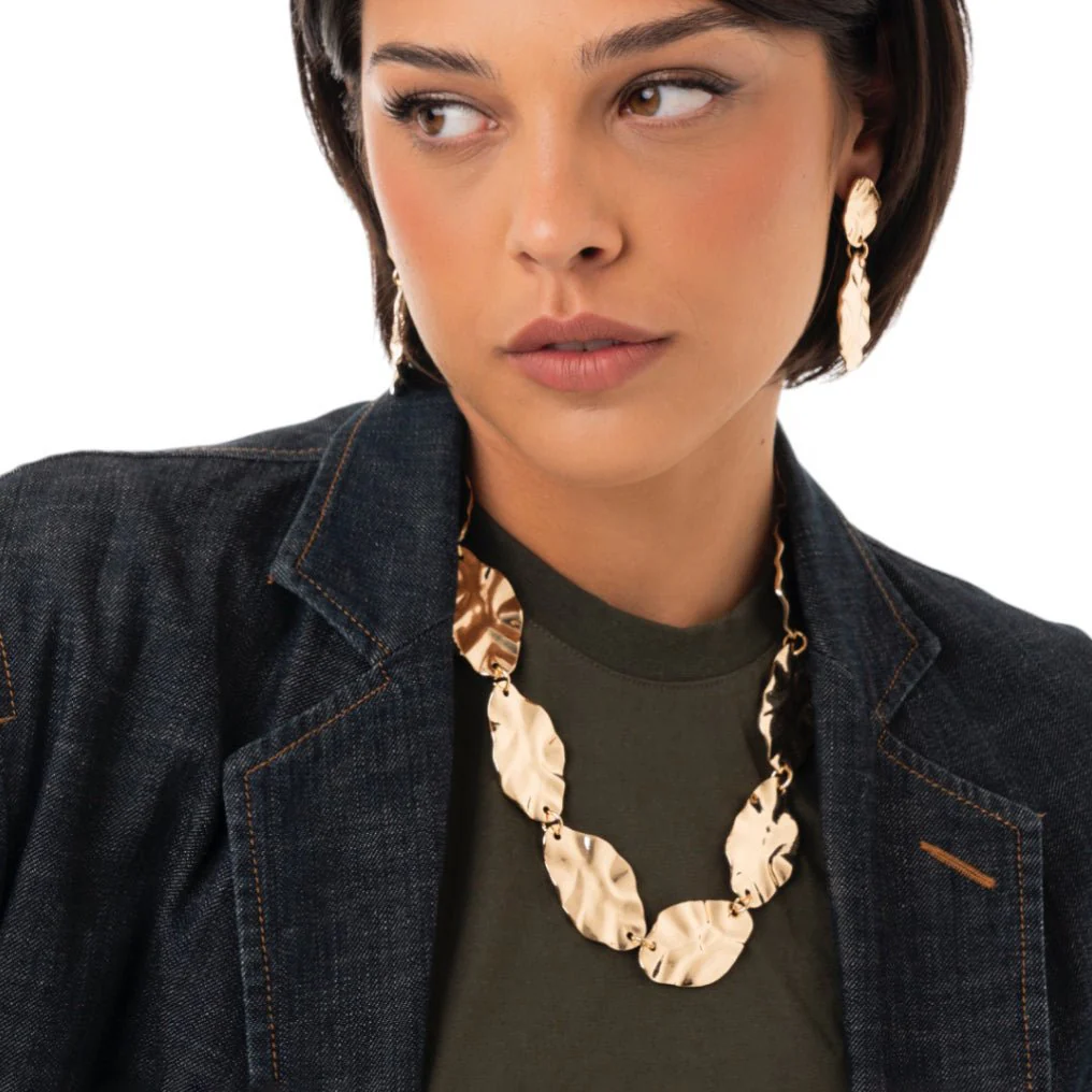 COLLANA DONNA  GIROCOLLO CON FOGLIE MARTELLATE IN METALLO MYA ACCESORIES G11302 ORO MYA ACCESORIES 