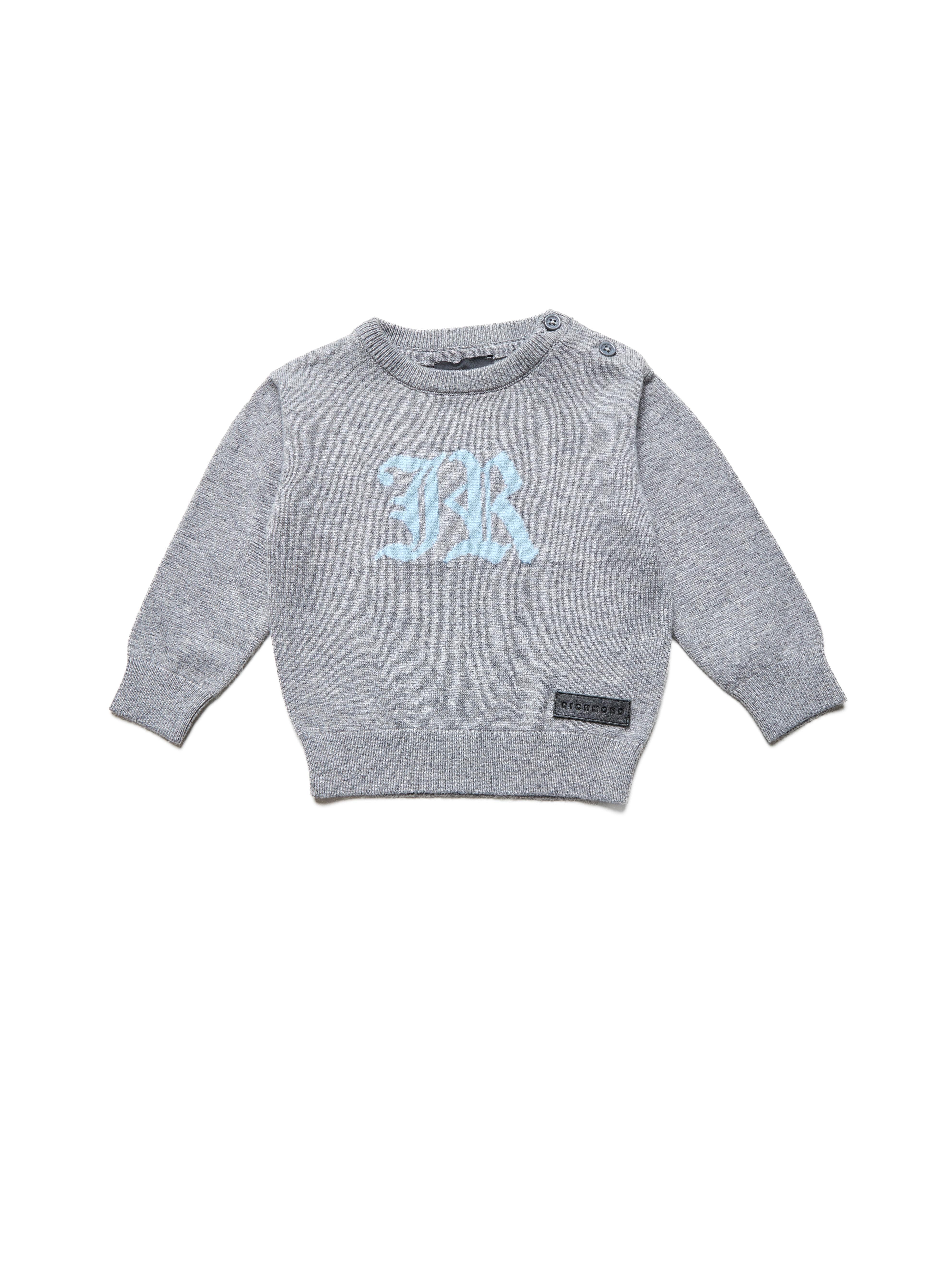 MAGLIONCINO NEONATO KATIALI RAGULAR FITO CON LOGO GRIGIO RICHMOND RIA25009MA GREY STEEL JOHN RICHMOND JUNIOR 