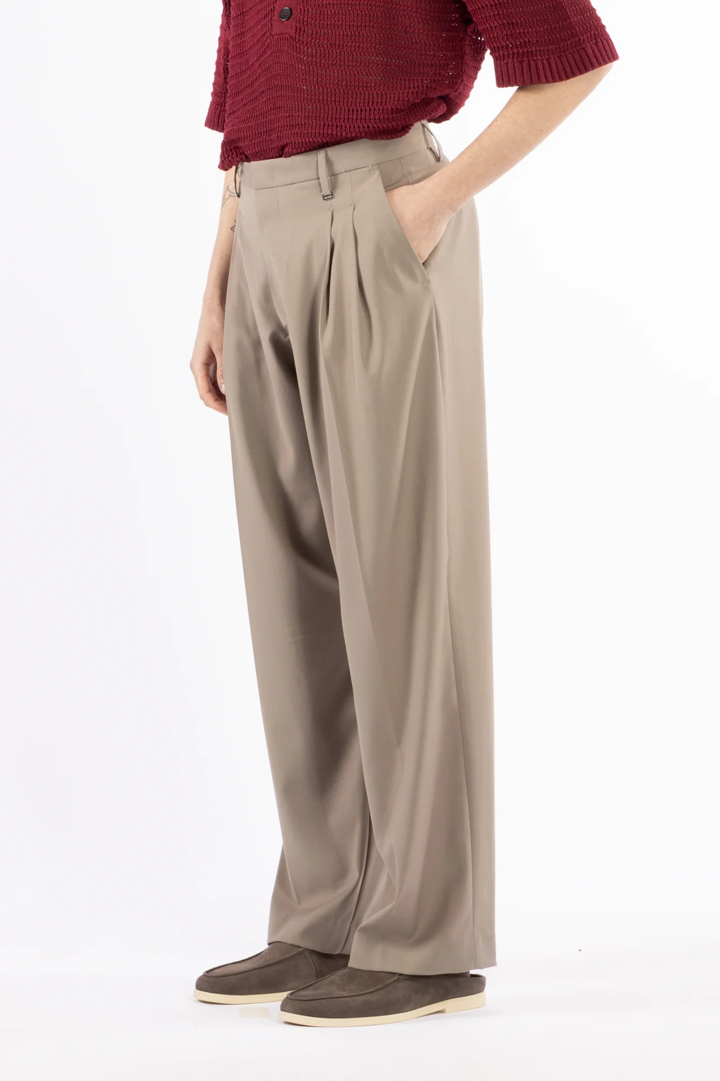 pantalone uomo fondo ampio doppia pence taupe i'm brian PA3680 TAUPE I'M BRIAN 