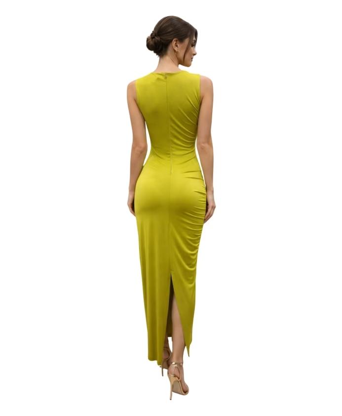 abito donna midi paricollo drappeggiato olio marsem EVE-VEN2 OLIO MARSEM 