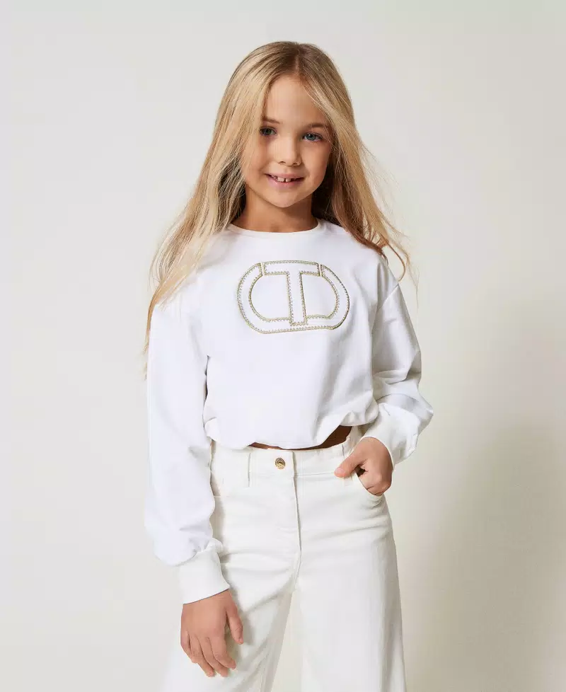 Felpa con ricamo Oval T 251GJ2584 BIANCO TWINSET KIDS 