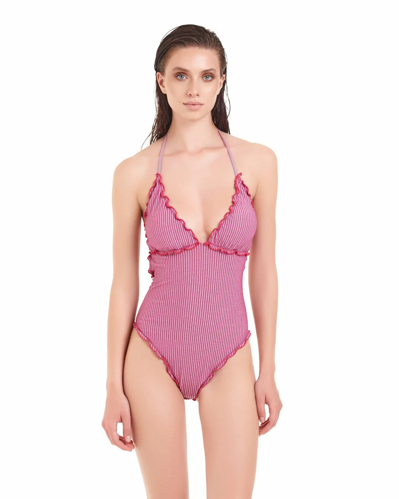 Costume intero Cotazur in lurex rigato