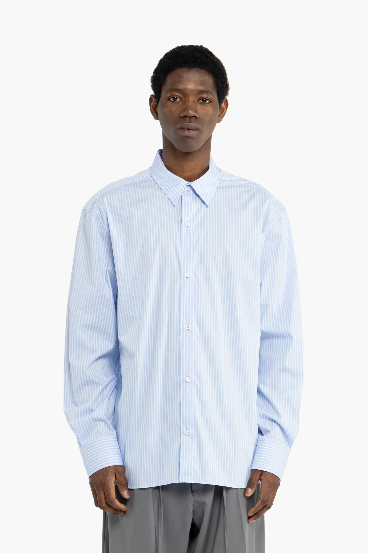 camicia uomo manica lunga oversize a righe azzurra I'm Brian CA3630 CELESTE I'M BRIAN 