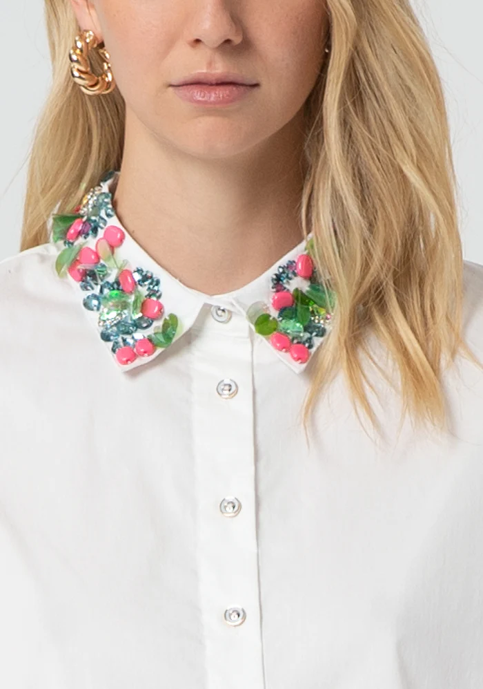Camicia cropped in popeline