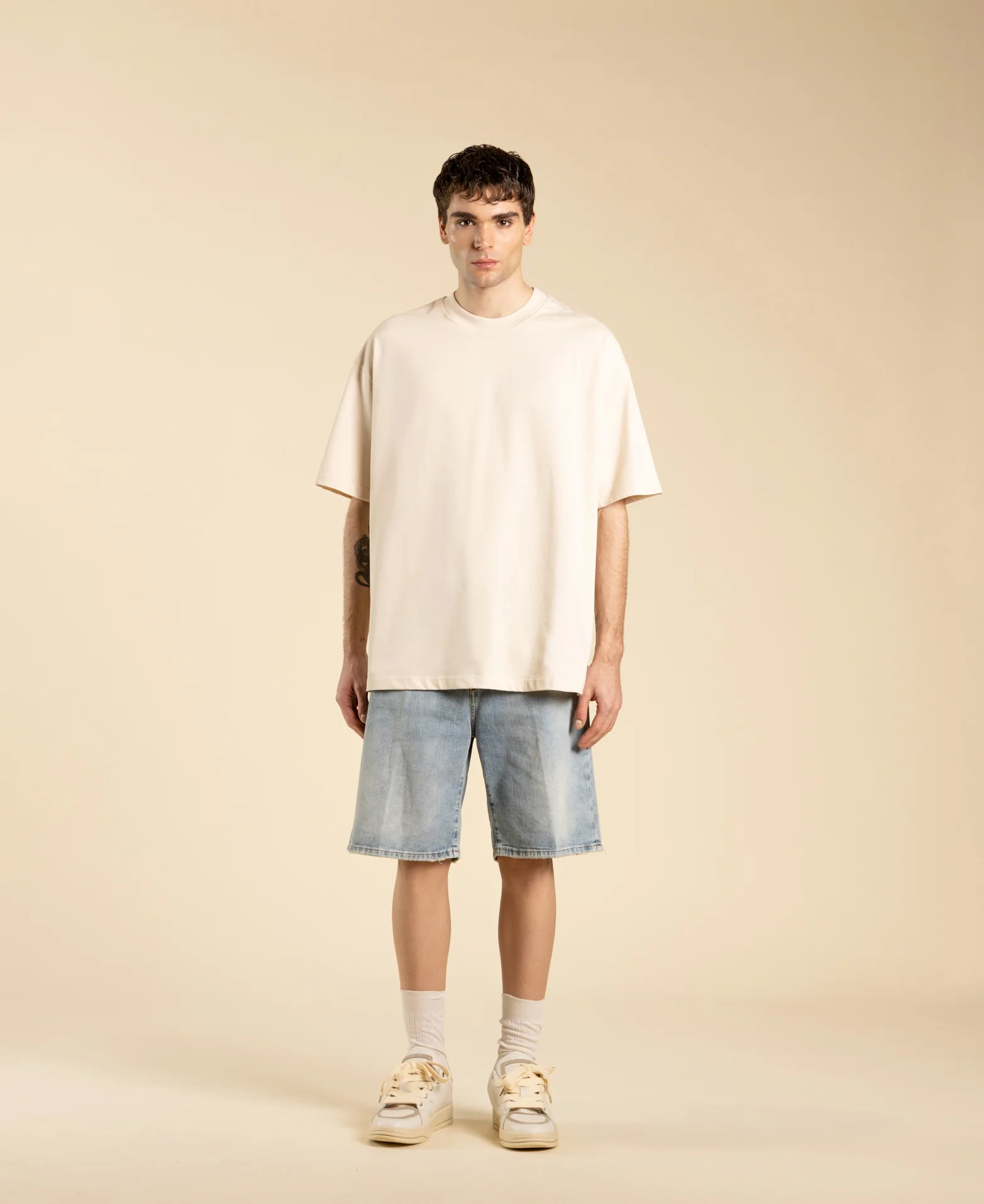 T-shirt oversize in jersey di cotone TS3328 PANNA I'M BRIAN 