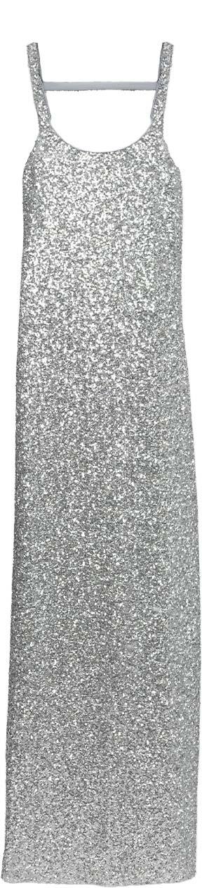 ABITO DONNA LUNGO IN PAILETTES CON BRETELLINE ARGENTO JIJIL AB232 ARGENTO JIJIL 