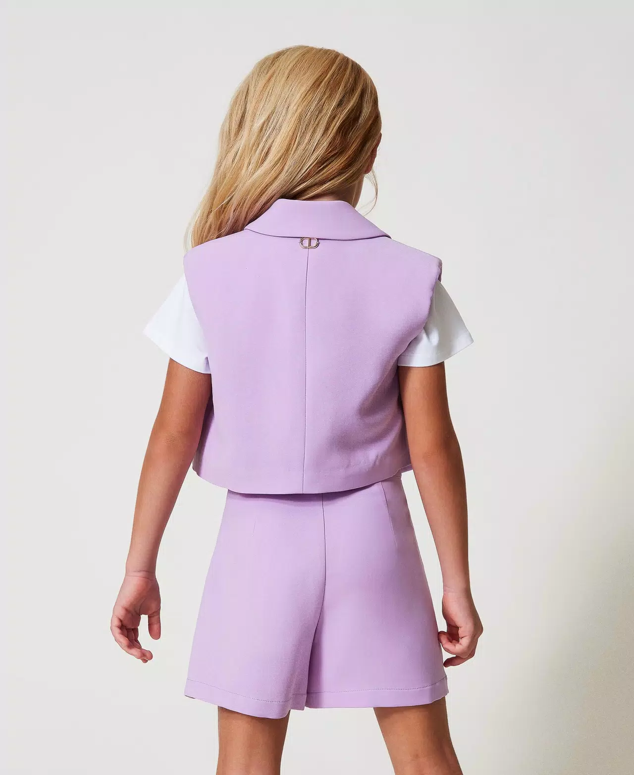 Gilet cropped in crêpe 251GJ2QN6 PASTEL VIOLET TWINSET KIDS 