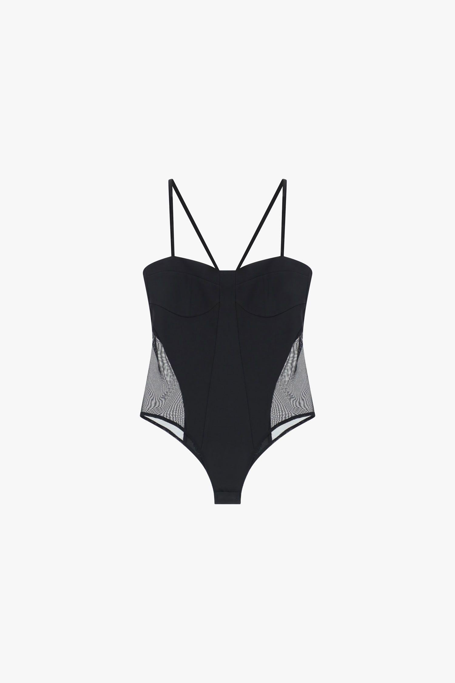 body donna con scollo a cuore e trasparenze nero imperial B264KHG NERO IMPERIAL 