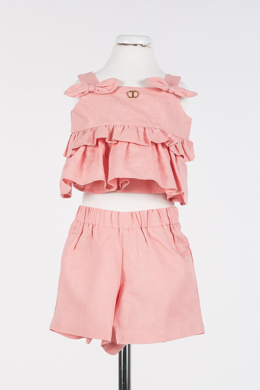 COORDINATO in lino 251GJ2404 SWEET ROSE TWINSET KIDS 