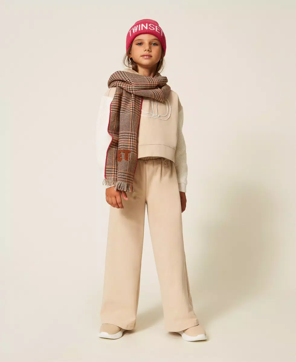 PANTALONE BAMBINA AMPIO IN FELPLA BEIGE TWINSET 252GJ2061 SAND DARK\MILK TWINSET KIDS 