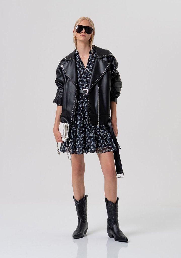 GIUBBINO DONNA  over modello biker con borchie NERO FRACOMINA <BR/> FR26SC1001P411D9 NERO FRACOMINA 
