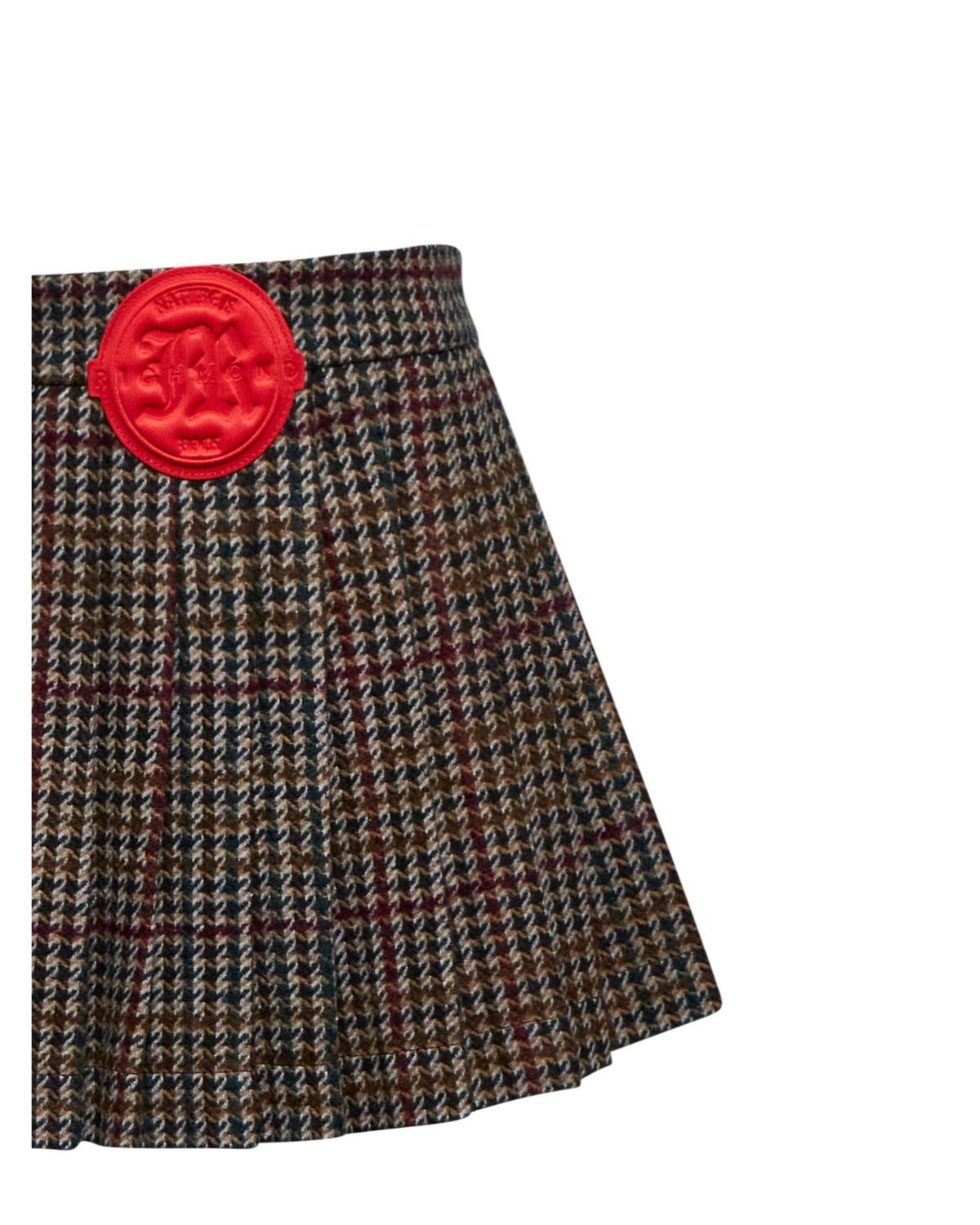 GONNA BAMBINA JORDAN PLESSE IN LANA PIED DE POULE EGGPLANT RICHMOND <BR/> RGA25120GO P.D.POULE EGGPLANT JOHN RICHMOND JUNIOR 