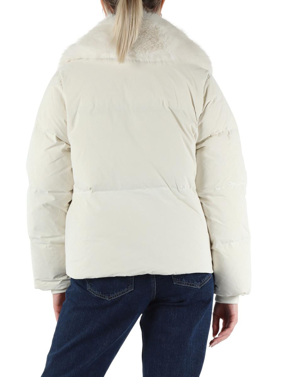 PIUMINO DONNA IN PIUMA D'OCA CON PELLICCIA BIANCO FREEDOMDAY O00002 EGRET FREEDOMDAY 