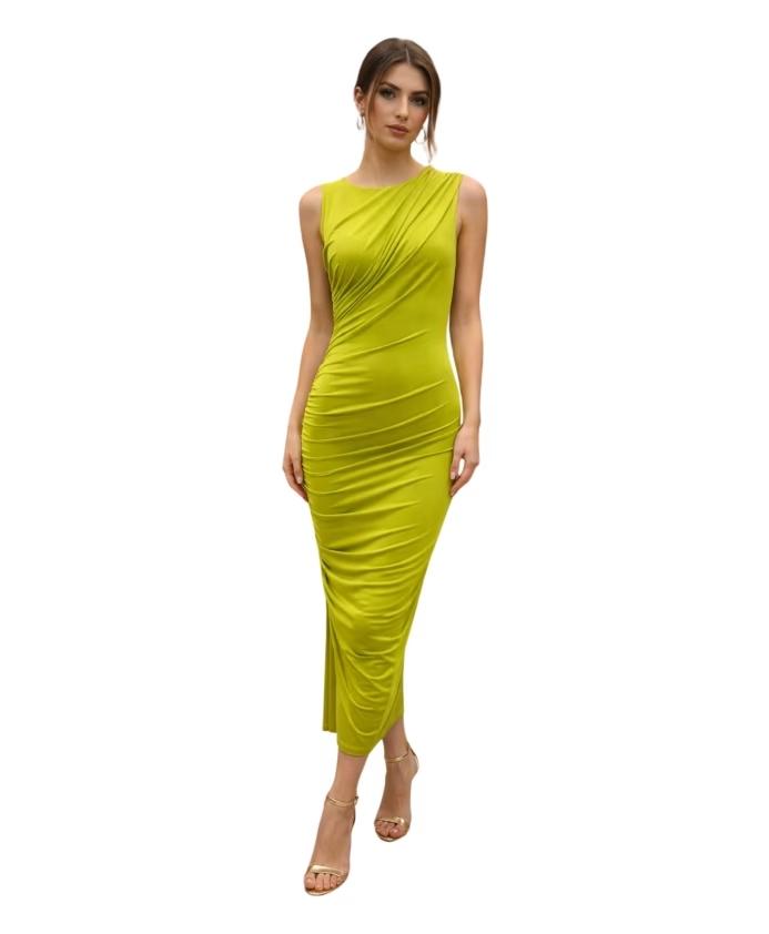 abito donna midi paricollo drappeggiato olio marsem EVE-VEN2 OLIO MARSEM 