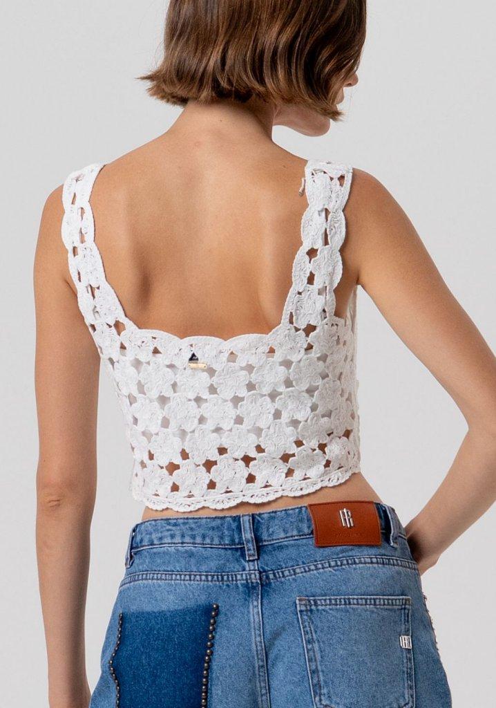 top donna corto in macramè  CREMA FRACOMINA FR26ST4017K488R6 CREAM FRACOMINA 