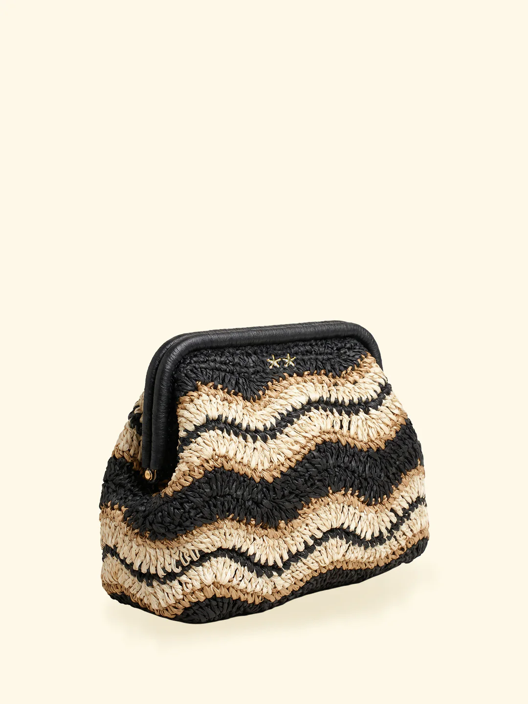 CLUTCH BAG DONNA IN PAGLIA NERA E BEIGE F**K FA26-SW0065BK NERO F**K 