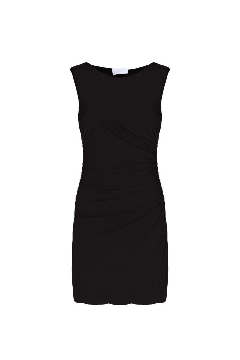 ABITO CON DRAPPEGGI IN JERSEY<BR/> G1026B BLACK SO ALLURE 