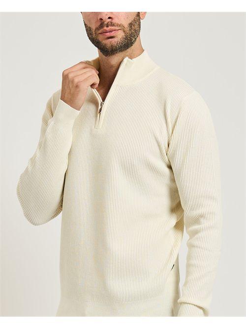 POLO UOMO MEZZA ZIP IN LANA BIANCO GAZZARINI MI561 OFF-WHITE GAZZARINI 