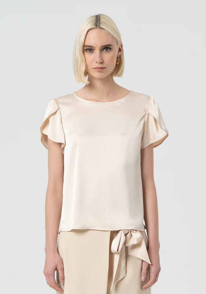 Top regular in raso<BR/> FR25ST1014W73301 SAND FRACOMINA 