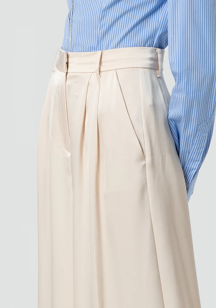 Pantaloni a palazzo in raso FR25SV3002W41101 CREAM FRACOMINA 