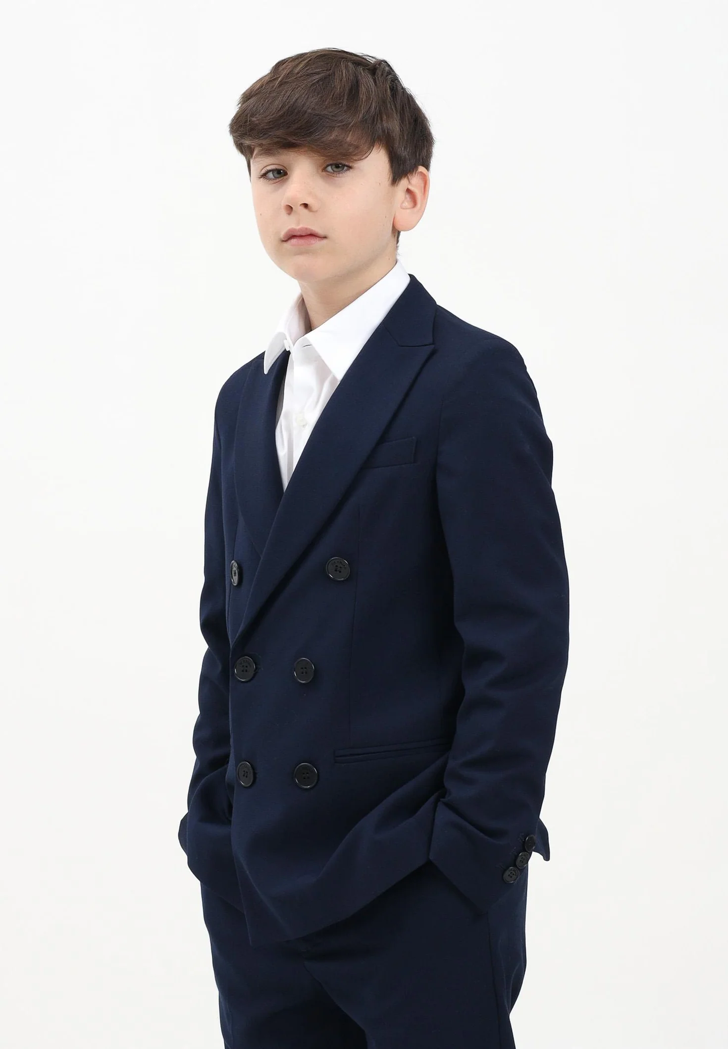 GIACCA DOPPIOPETTO SEI BOTTONI GIA3220J BLU I'M BRIAN KIDS 