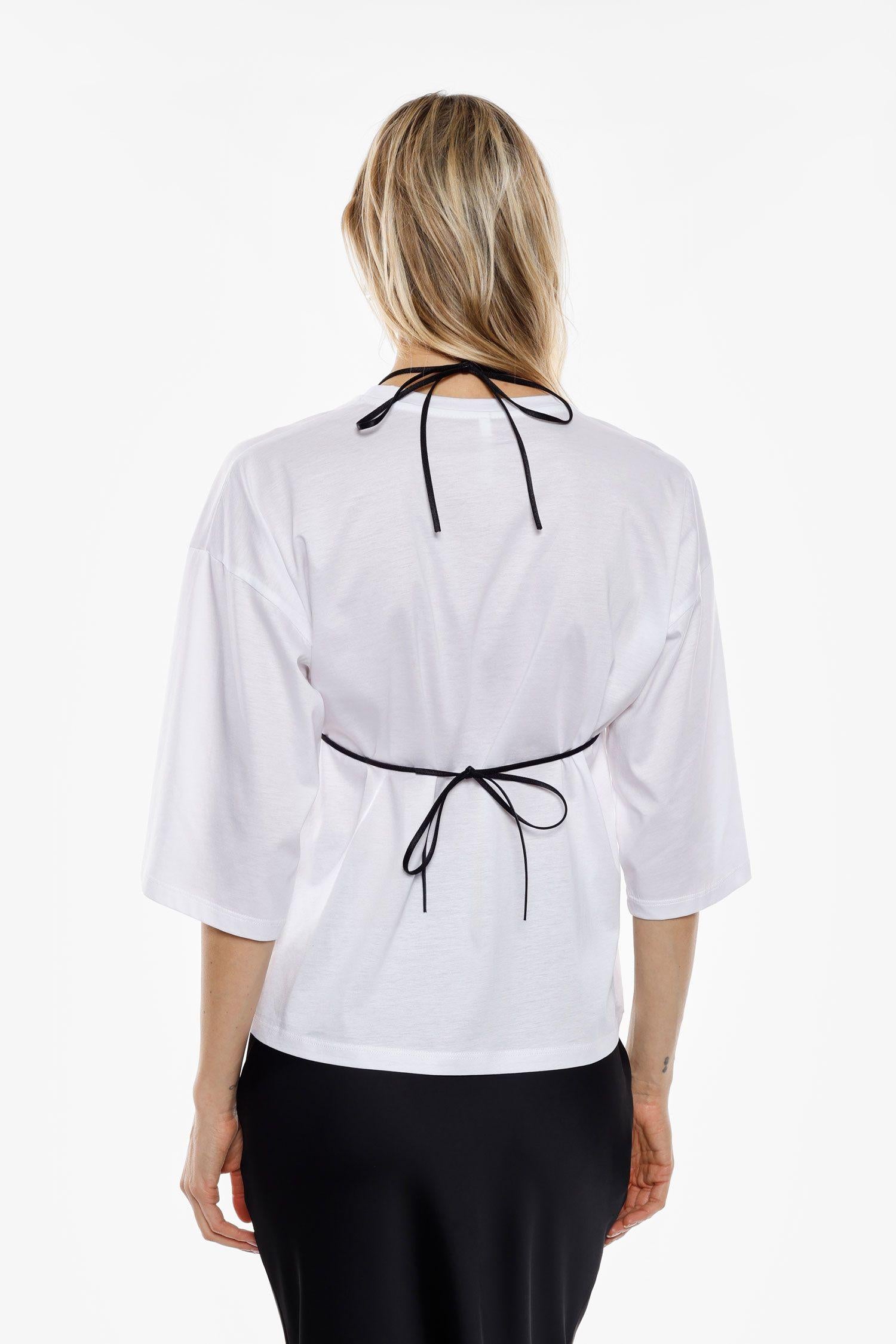 t-shirt donna con top in pizzo bianco imperial TY20KAK BIANCO IMPERIAL 