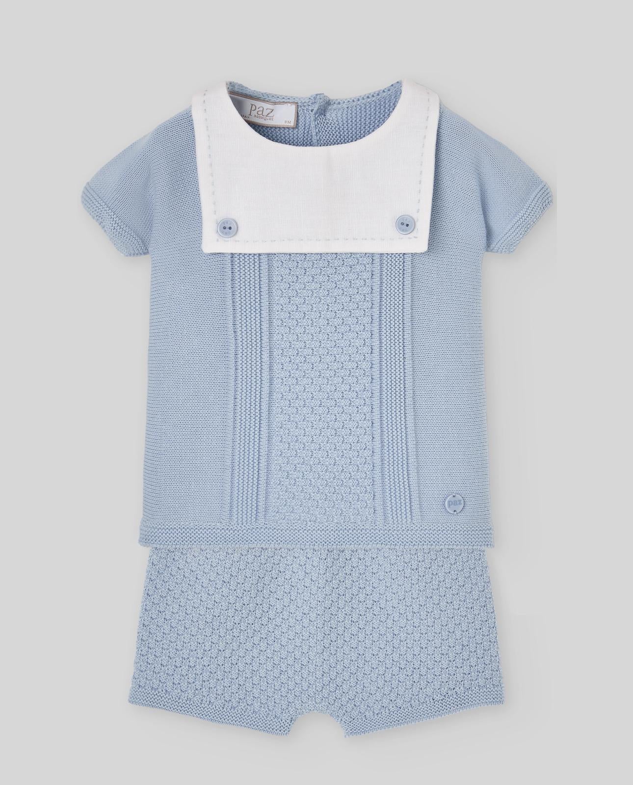 cordinato neonato maglia e pantaloncino azzurro paz rodriguez 103C-123415 AZZURRO PAZ RODRIGUEZ 