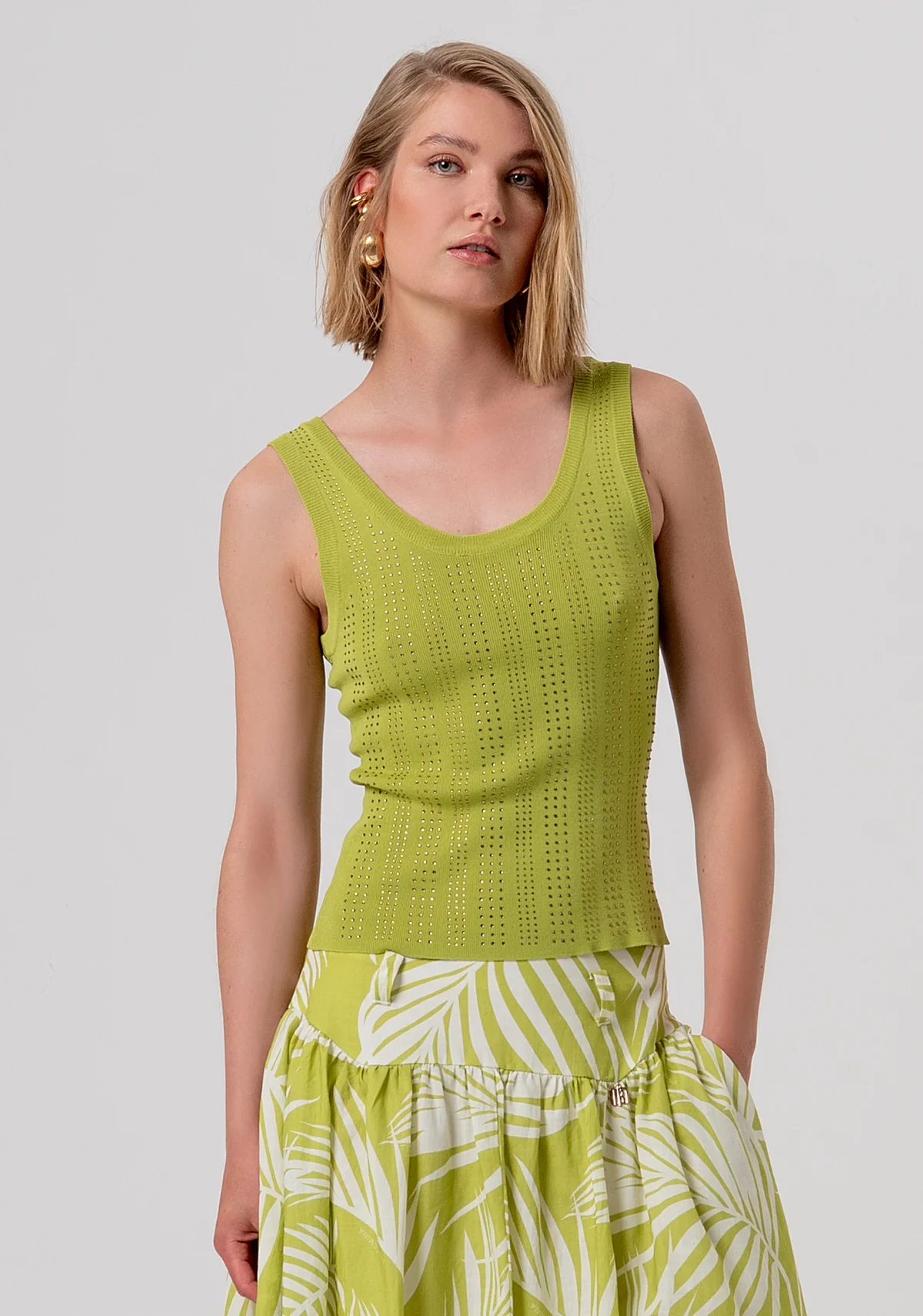 top DONNA SLIM SENZA MANICHE  in maglia  OLIVA FRACOMINA FR26ST4005K524R9 OLIVA FRACOMINA 
