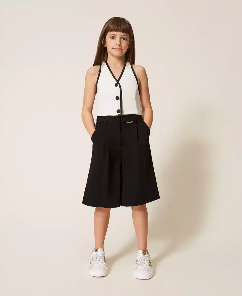 bermuda BAMBINA IN CREPE CON PIEGHE NERO TWINSET 261GJ2Q57 NERO TWINSET KIDS 