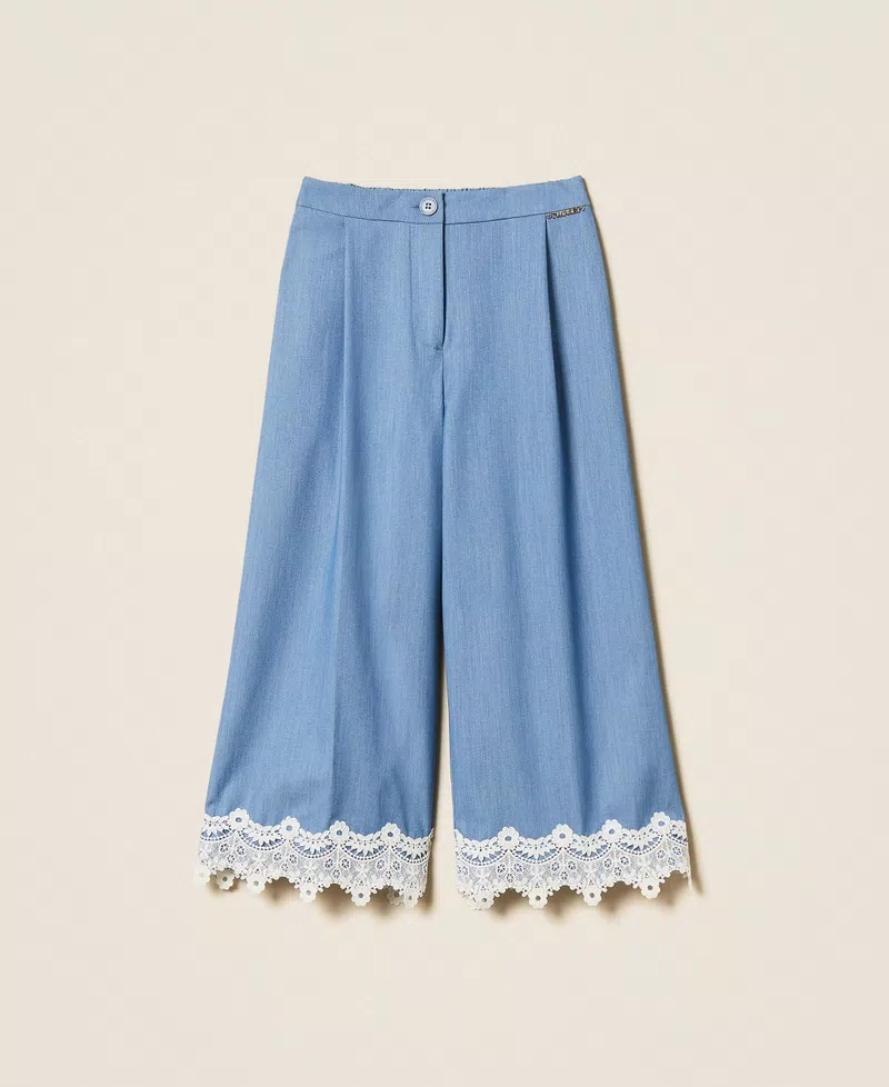 PANTALONI BAMBINA AMPI IN FIL-A-FIL  CON PIZZO SKYLINE TWINSET 261GJ2Q14 SKYLINE TWINSET KIDS 