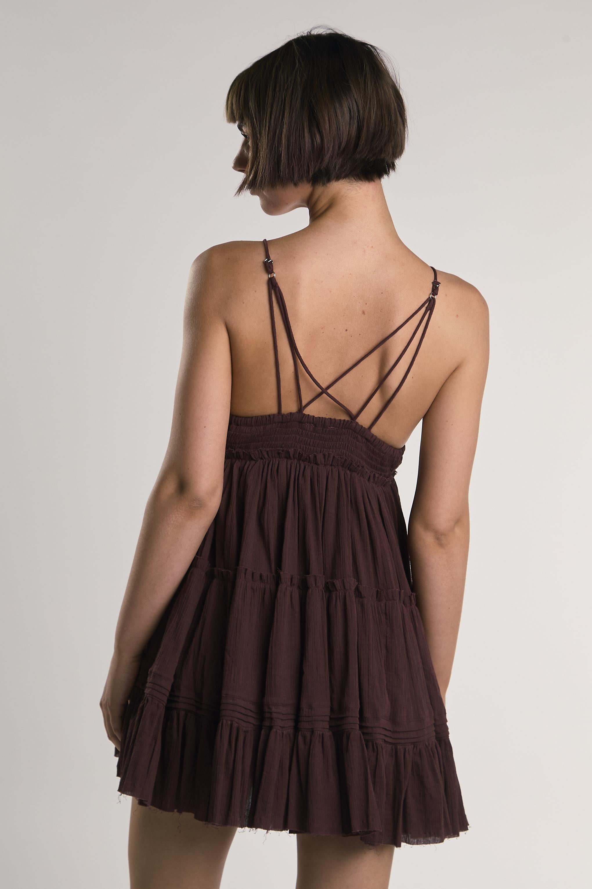 ABITO DONNA MINI SBAMBOLATO CON BALZA BURGUNDY GLAMOROUS IN1771 DEEP BURGUNDY GLAMOROUS 