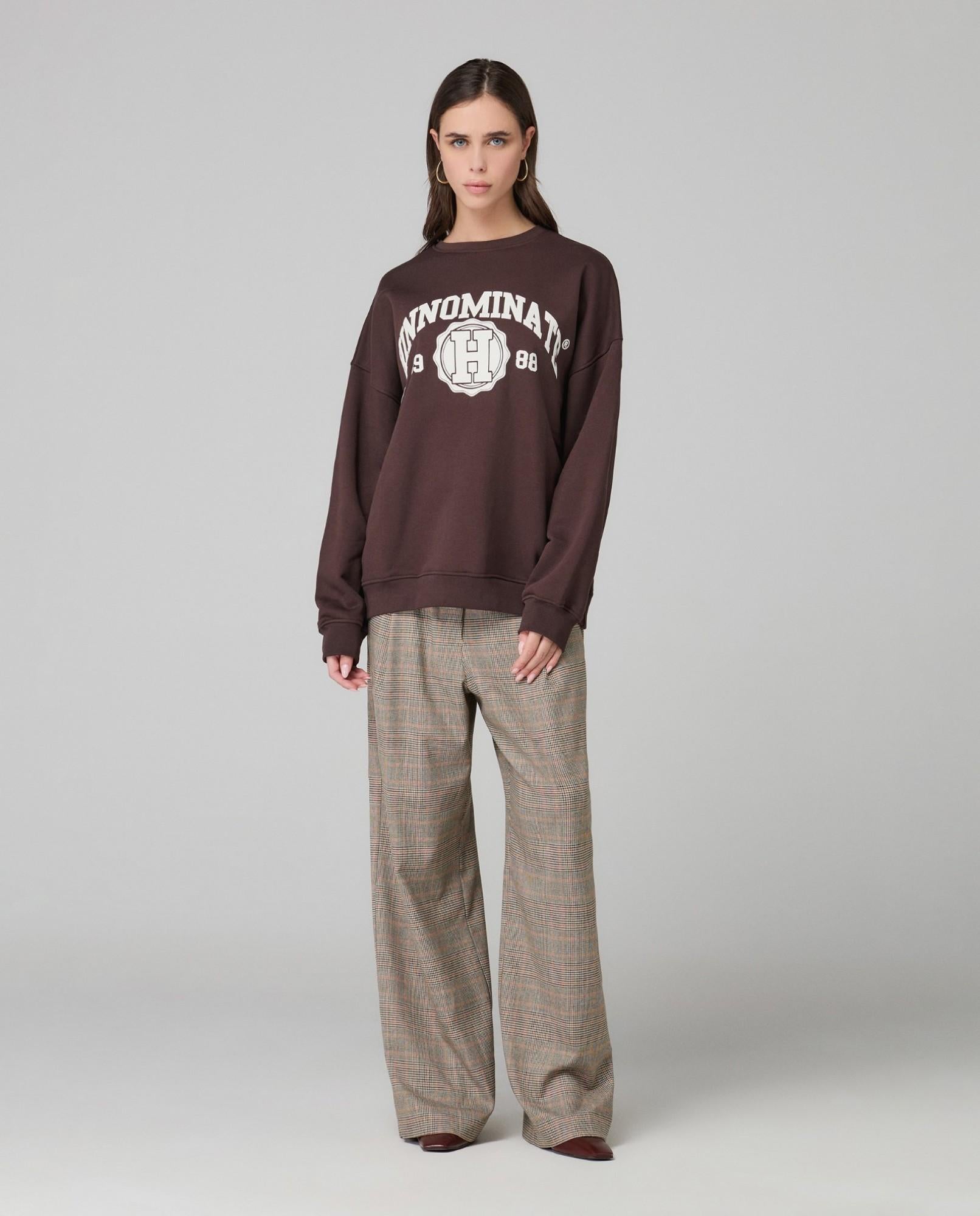 PANTALONE DONNA CON PENCE IN PRINCIPE DI GALLES BEIGE SAND HINNOMINATE HMABW02263 BEIGE SAND HINNOMINATE 