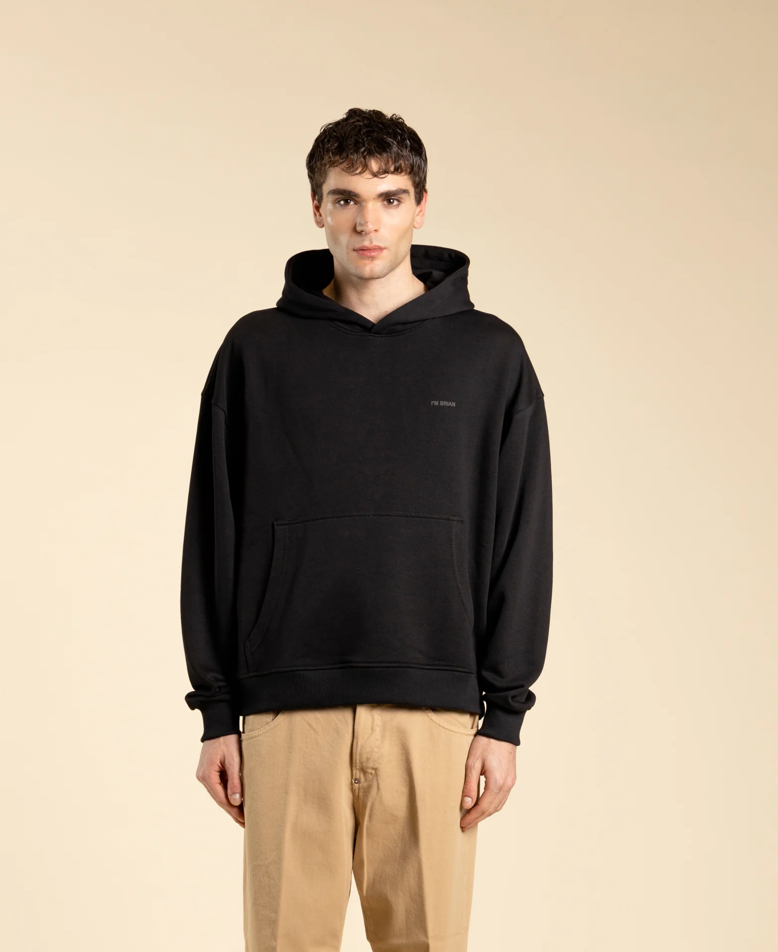 felpa oversize con cappuccio F3333 NERO I'M BRIAN 