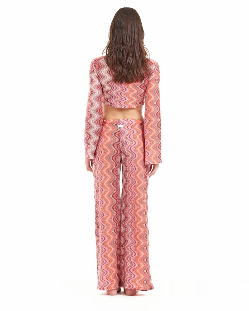 Pantaloni Cotazur in maglia crochet a onde PTCA0069 FLUID ROSA COTAZUR 