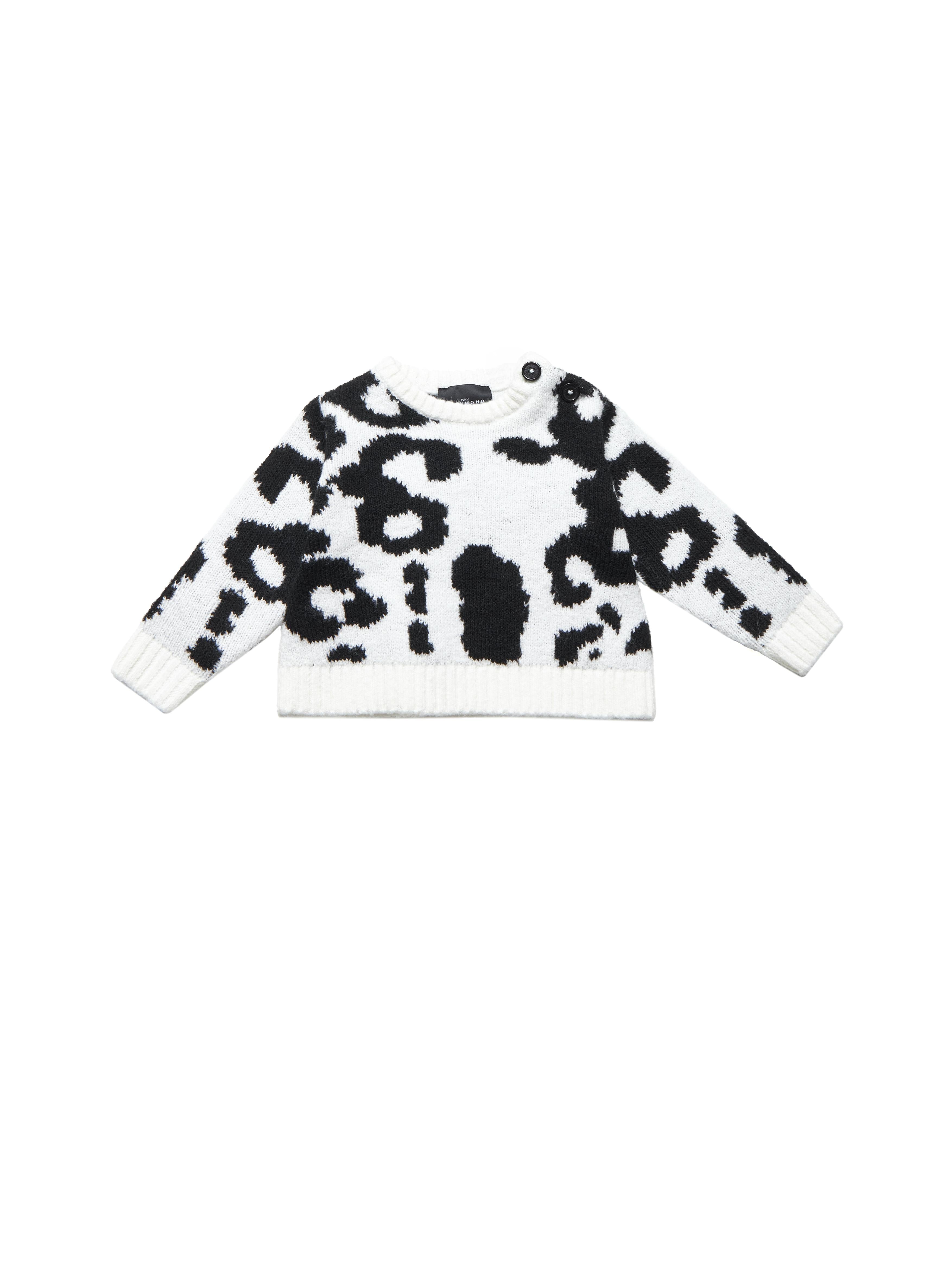 MAGLIONE NEONATA GAMEN GIROCOLLO CROP MACULATO BIANCO RICHMOND RIA25015MA WHITE SPOTTED JOHN RICHMOND JUNIOR 